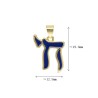 Enamel Alphabet Hebrew Chai Jewish Kabbalah Religious Jewelry Gold Plated Dark Blue Copper Metal Pendant