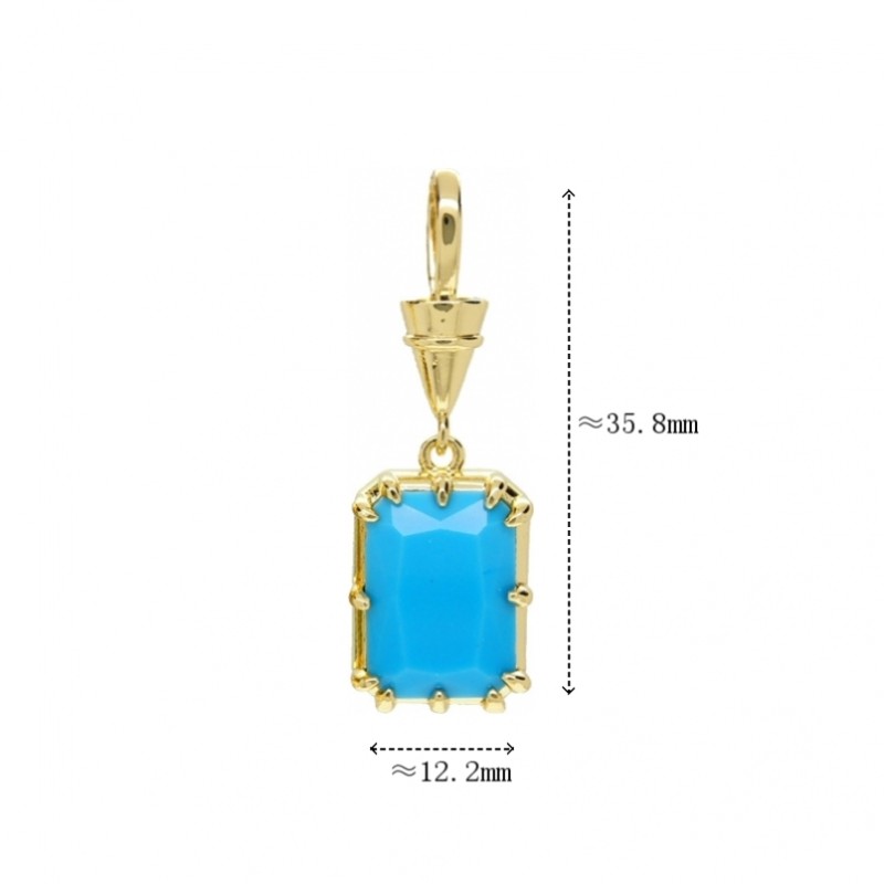  Square Geometric Rectangle Jewelry Gold Plated Copper Cubic Zirconia Metal Pendant