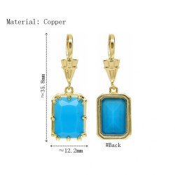  Square Geometric Rectangle Jewelry Gold Plated Copper Cubic Zirconia Metal Pendant