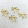 Alphabet Hebrew Chai Jewish Kabbalah Religious Gold Plated Copper Metal Cubic Zirconia Connector