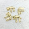 Alphabet Hebrew Chai Jewish Kabbalah Religious Gold Plated Copper Metal Cubic Zirconia Connector