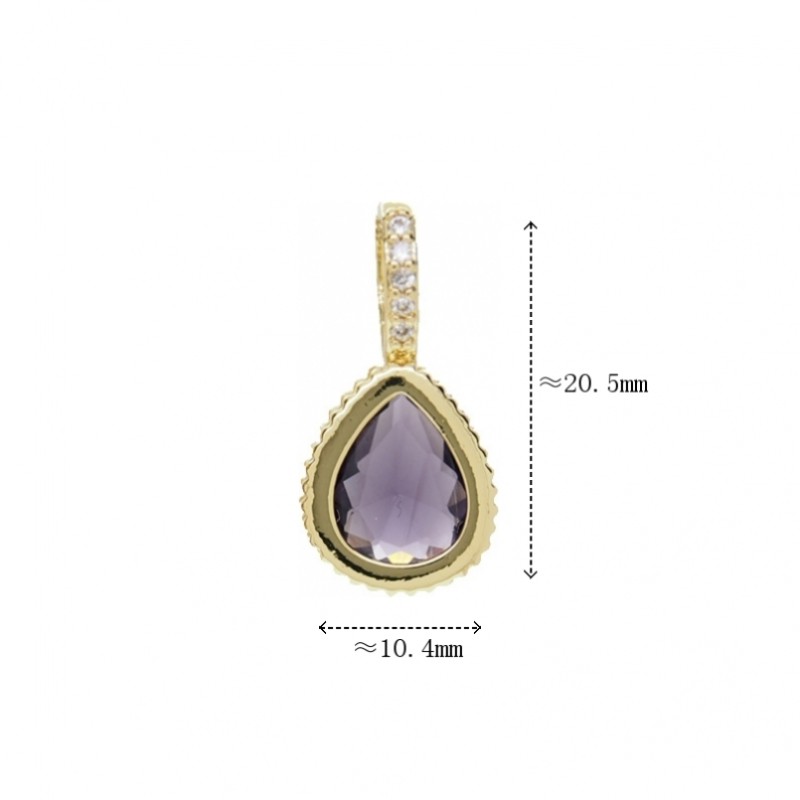 Water Drop Drop Shape Teardrop Jewelry Gold Plated Copper Cubic Zirconia Metal Pendant