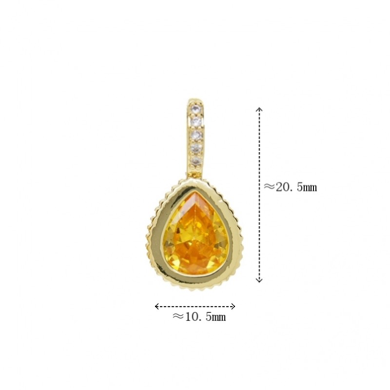  Water Drop Drop Shape Teardrop Jewelry Gold Plated Copper Cubic Zirconia Metal Pendant