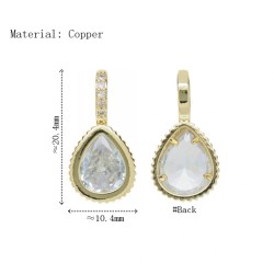 Water Drop Drop Shape Teardrop Jewelry Gold Plated Copper Cubic Zirconia Metal Pendant