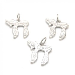 Approx 22x27.5mm Hebrew Chai Alphabet Silver Plated Jewish Kabbalah Religious Pendant Jewelry For Women Special Gift
