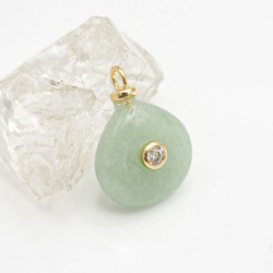 Approx 15.5x20.9mm Drop Shape Teardrop Pendant Aventurine Cubic Zirconia Gold Plated Invisible Setting Charms Jewelry