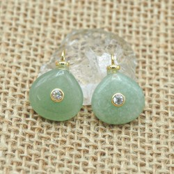 Approx 15.5x20.9mm Drop Shape Teardrop Pendant Aventurine Cubic Zirconia Gold Plated Invisible Setting Charms Jewelry