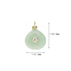 Approx 15.5x20.9mm Drop Shape Teardrop Pendant Aventurine Cubic Zirconia Gold Plated Invisible Setting Charms Jewelry