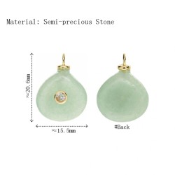 Approx 15.5x20.9mm Drop Shape Teardrop Pendant Aventurine Cubic Zirconia Gold Plated Invisible Setting Charms Jewelry