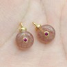 Approx 9.8x14.7mm Cubic Zirconia Stawberry Quartz Crystal Circle Round Coin Shape Invisible Setting Pendant Charms