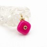 Approx 10.9x15.6mm Jade Cubic Zirconia Invisible Setting Hot Pink Pendant Square Gold Plated Charms Special Gift Jewelry