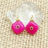 Approx 10.9x15.6mm Jade Cubic Zirconia Invisible Setting Hot Pink Pendant Square Gold Plated Charms Special Gift Jewelry