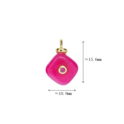 Approx 10.9x15.6mm Jade Cubic Zirconia Invisible Setting Hot Pink Pendant Square Gold Plated Charms Special Gift Jewelry