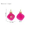Approx 10.9x15.6mm Jade Cubic Zirconia Invisible Setting Hot Pink Pendant Square Gold Plated Charms Special Gift Jewelry