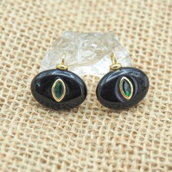 Approx 17.9x18.2mm Black Turkish Religious Evil Eye Cubic Zirconia Agate Onyx Islam Invisible Setting Pendant Charms