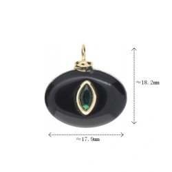 Approx 17.9x18.2mm Black Turkish Religious Evil Eye Cubic Zirconia Agate Onyx Islam Invisible Setting Pendant Charms