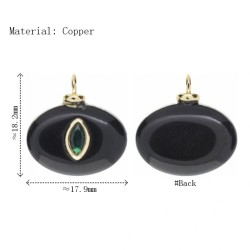 Approx 17.9x18.2mm Black Turkish Religious Evil Eye Cubic Zirconia Agate Onyx Islam Invisible Setting Pendant Charms