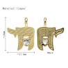 Alphabet Hebrew Chai Jewish Kabbalah Religious Jewelry Gold Plated Copper Metal Cubic Zirconia Pendant
