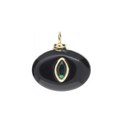 Approx 17.9x18.2mm Black Turkish Religious Evil Eye Cubic Zirconia Agate Onyx Islam Invisible Setting Pendant Charms