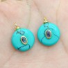 Approx 15.7x20.5mm Stone Cubic Zirconia Invisible Setting Pendant Circle Oval Round Coin Shape Gold Plated Charms