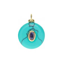 Approx 15.7x20.5mm Stone Cubic Zirconia Invisible Setting Pendant Circle Oval Round Coin Shape Gold Plated Charms