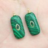 Approx 12.1x29.9mm Turkish Oblong Evil Eye Religious Islam Malachite Cubic Zirconia Gold Plated Invisible Setting Pendant