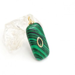 Approx 12.1x29.9mm Turkish Oblong Evil Eye Religious Islam Malachite Cubic Zirconia Gold Plated Invisible Setting Pendant