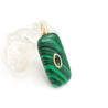 Approx 12.1x29.9mm Turkish Oblong Evil Eye Religious Islam Malachite Cubic Zirconia Gold Plated Invisible Setting Pendant
