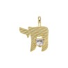 Alphabet Hebrew Chai Jewish Kabbalah Religious Jewelry Gold Plated Copper Metal Cubic Zirconia Pendant