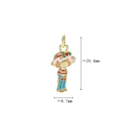 Approx 8.7x20.4mm Little Girl Gold Plated Pendant Enamel Charms Special Gift Jewelry For Women
