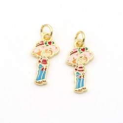 Approx 8.7x20.4mm Little Girl Gold Plated Pendant Enamel Charms Special Gift Jewelry For Women