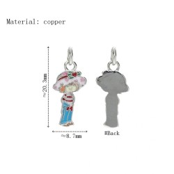Approx 8.7x20.3mm Little Girl Pendant Silver Plated Enamel Charms For Women Jewelry Special Gift