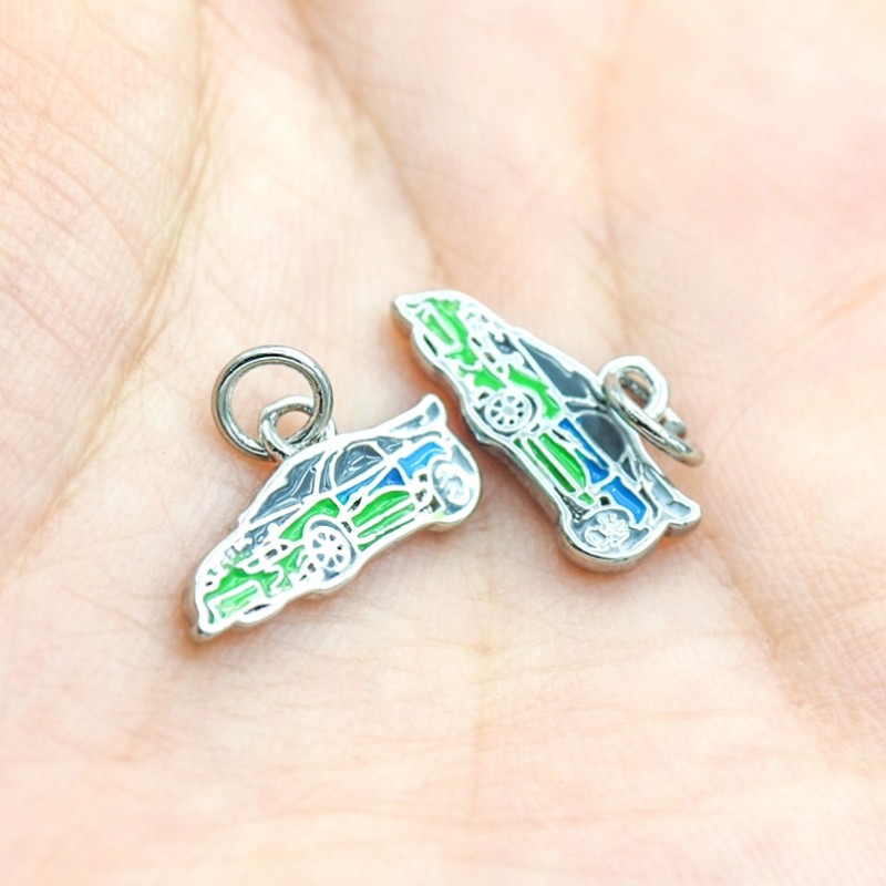 Approx 14.9x11.3mm Pendant Enamel Silver Plated Car Charms Special Gift For Women Jewelry