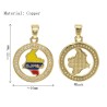 Enamel Round Round Shape Coin Shape Circle Venezuela Map Jewelry Gold Plated Copper Metal Pendant