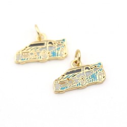 Approx 15.6x12.7mm Enamel Gold Plated Car Pendant Charms Jewelry For Women Special Gift