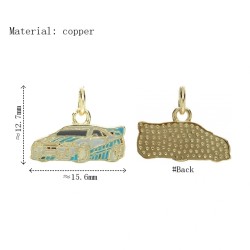 Approx 15.6x12.7mm Enamel Gold Plated Car Pendant Charms Jewelry For Women Special Gift