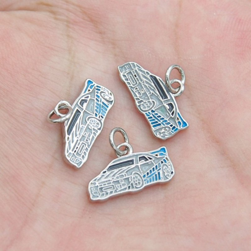 Approx 15.8x12.4mm Silver Plated Pendant Car Enamel Charms Jewelry For Women Special Gift