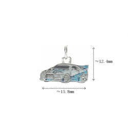 Approx 15.8x12.4mm Silver Plated Pendant Car Enamel Charms Jewelry For Women Special Gift