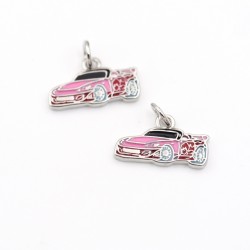 Approx 15.8x12.7mm Enamel Silver Plated Car Pendant Charms Special Gift Jewelry For Women