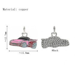 Approx 15.8x12.7mm Enamel Silver Plated Car Pendant Charms Special Gift Jewelry For Women