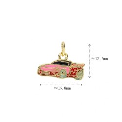 Approx 15.8x12.7mm Gold Plated Enamel Car Pendant Charms Jewelry Special Gift For Women