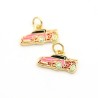 Approx 15.8x12.7mm Gold Plated Enamel Car Pendant Charms Jewelry Special Gift For Women