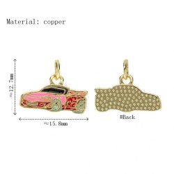 Approx 15.8x12.7mm Gold Plated Enamel Car Pendant Charms Jewelry Special Gift For Women