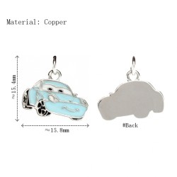 Approx 15.8x15.4mm Silver Plated Car Pendant Enamel Charms Jewelry For Women Special Gift