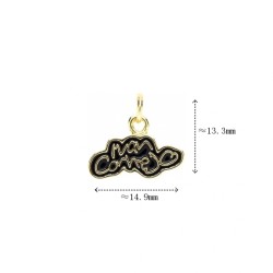 Approx 14.9x13.3mm Pendant Letter Enamel Gold Plated Black Charms Special Gift For Women Jewelry