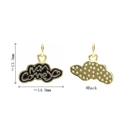 Approx 14.9x13.3mm Pendant Letter Enamel Gold Plated Black Charms Special Gift For Women Jewelry