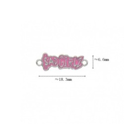 Approx 7x19mm Black Pink Enamel Silver Plated Letter Connector Special Gift Jewelry For Women