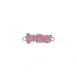 Approx 7x19mm Black Pink Enamel Silver Plated Letter Connector Special Gift Jewelry For Women