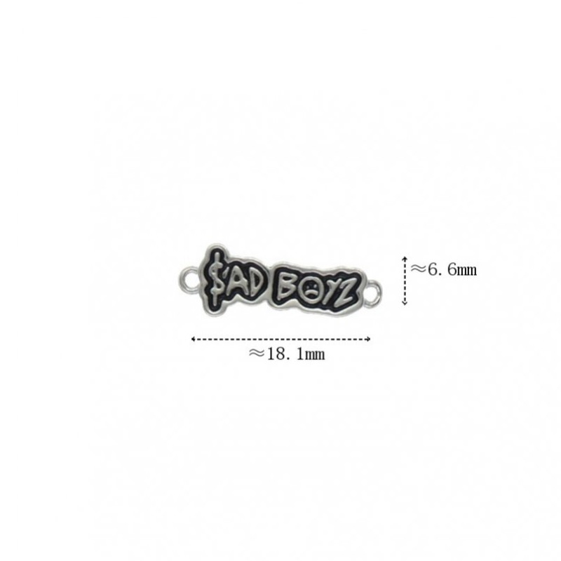 Approx 18.1x6.6mm Letter Silver Plated Black Enamel Connector Special Gift For Women Jewelry