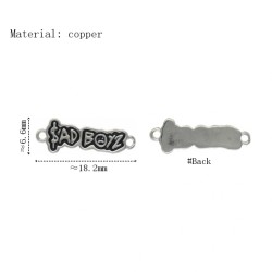 Approx 18.1x6.6mm Letter Silver Plated Black Enamel Connector Special Gift For Women Jewelry